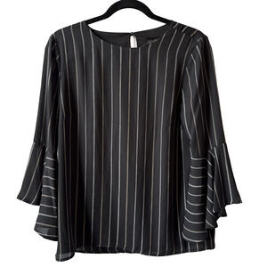Goldray NWT Whimsigoth Women’s S Stripe Bell Sleeve Lined Blouse Business Office